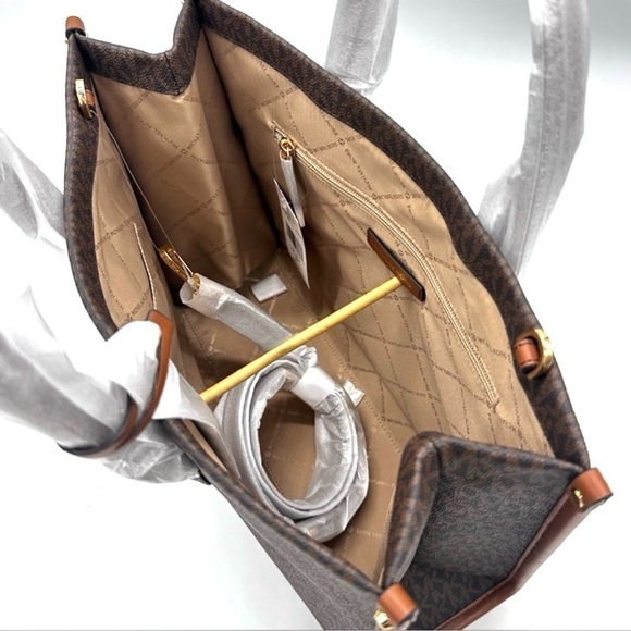 Michael Kors Medium Mirella Tote Bag Brown/Gold - Picture 6 of 11